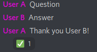 A thank message containing a user name without a mention